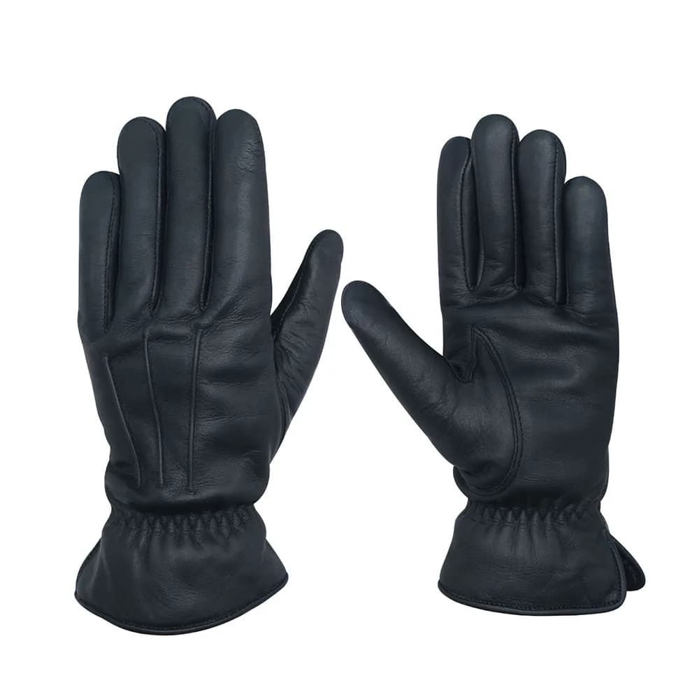 Men's Black Leather Riding Gloves