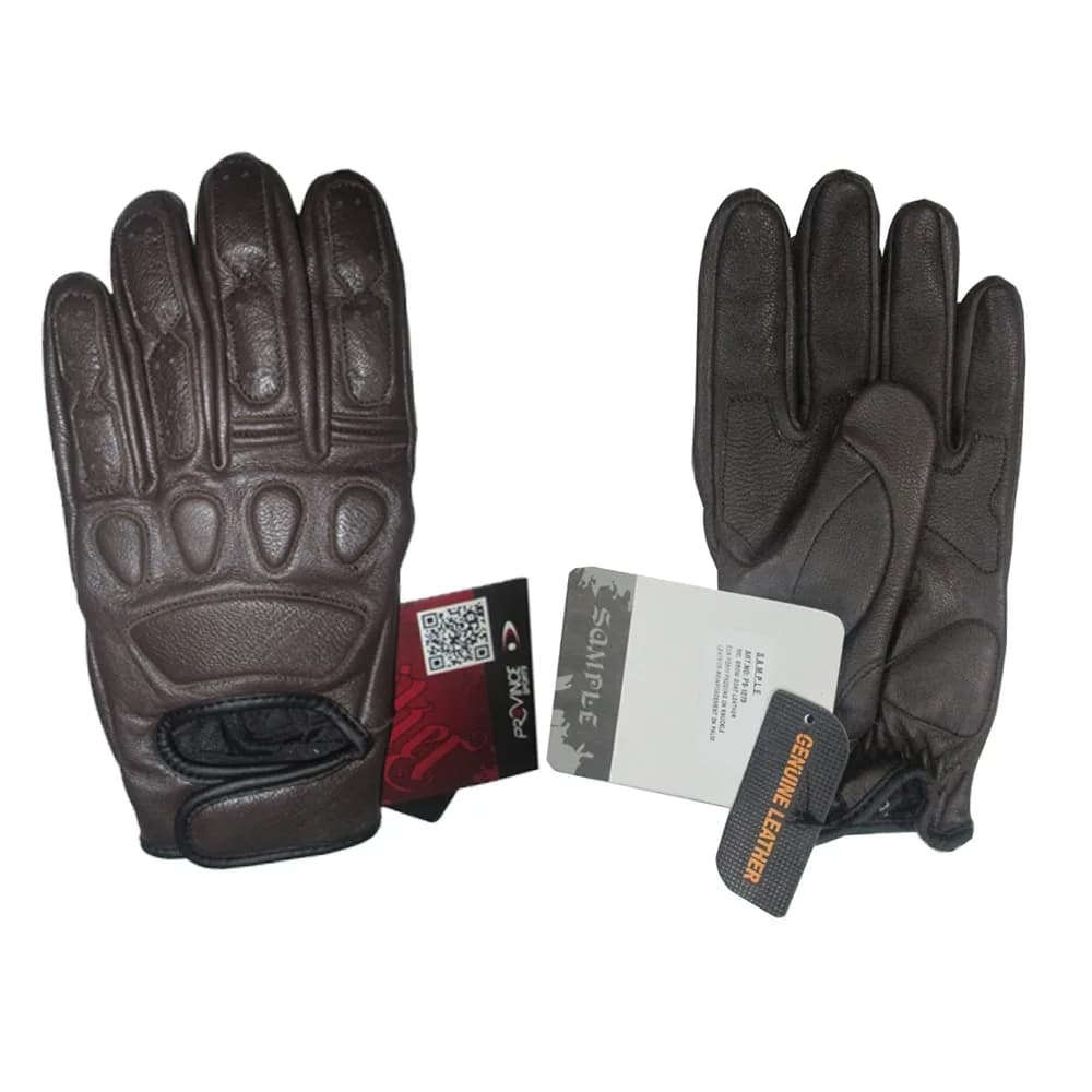 Men's Brown Leather Motorcycle Gloves