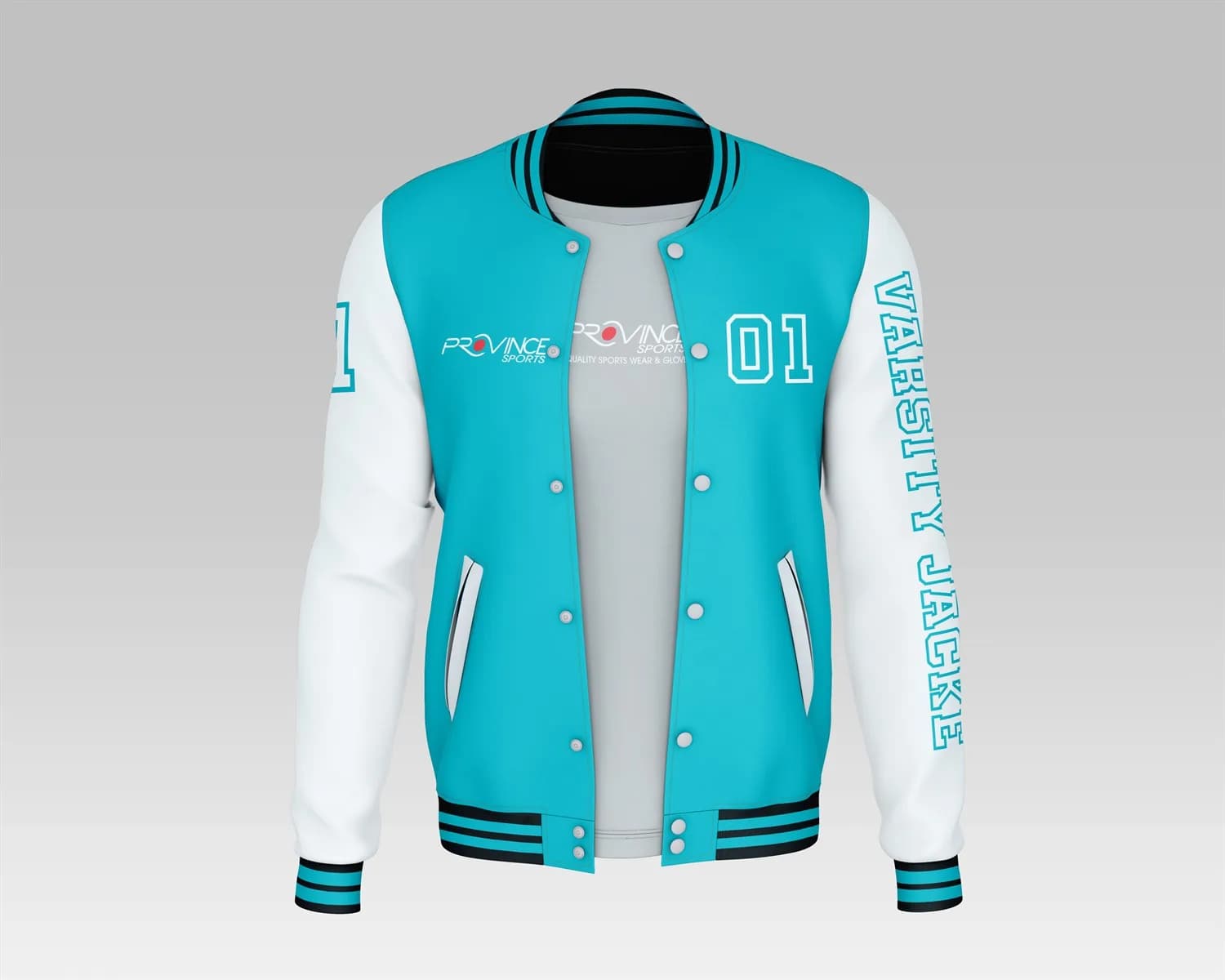 Turquoise and White Custom Varsity Jacket