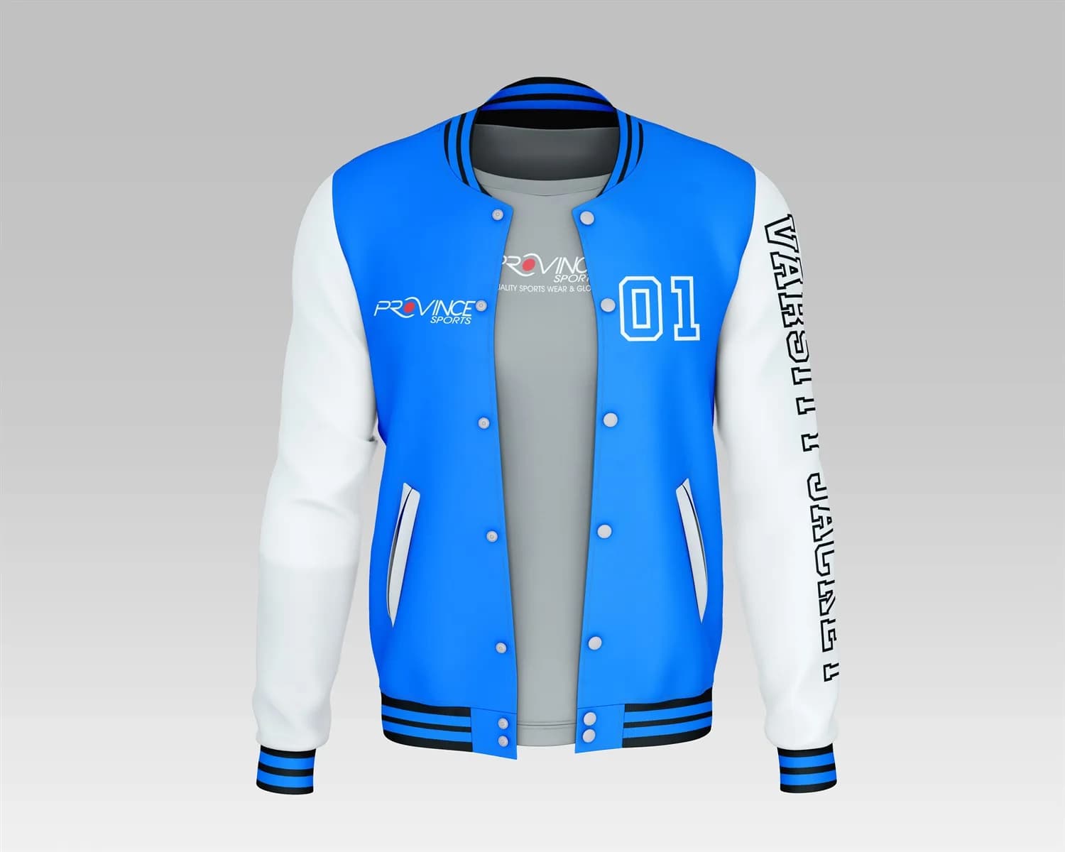 Royal Blue and White Custom Varsity Jacket