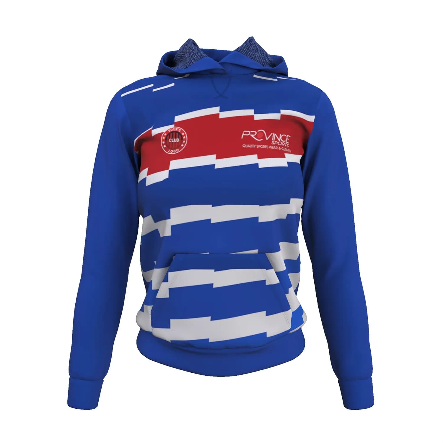 Blue and White Striped Sublimated Hoodie