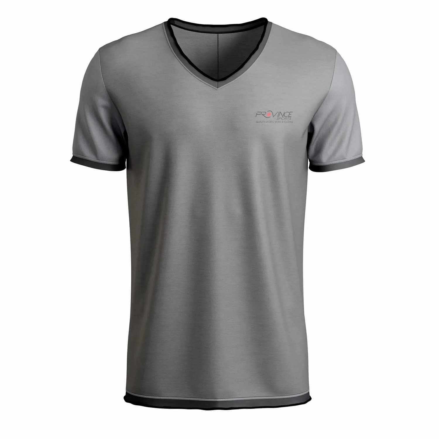 Grey V-Neck Contrast Trim Sublimated T-Shirt