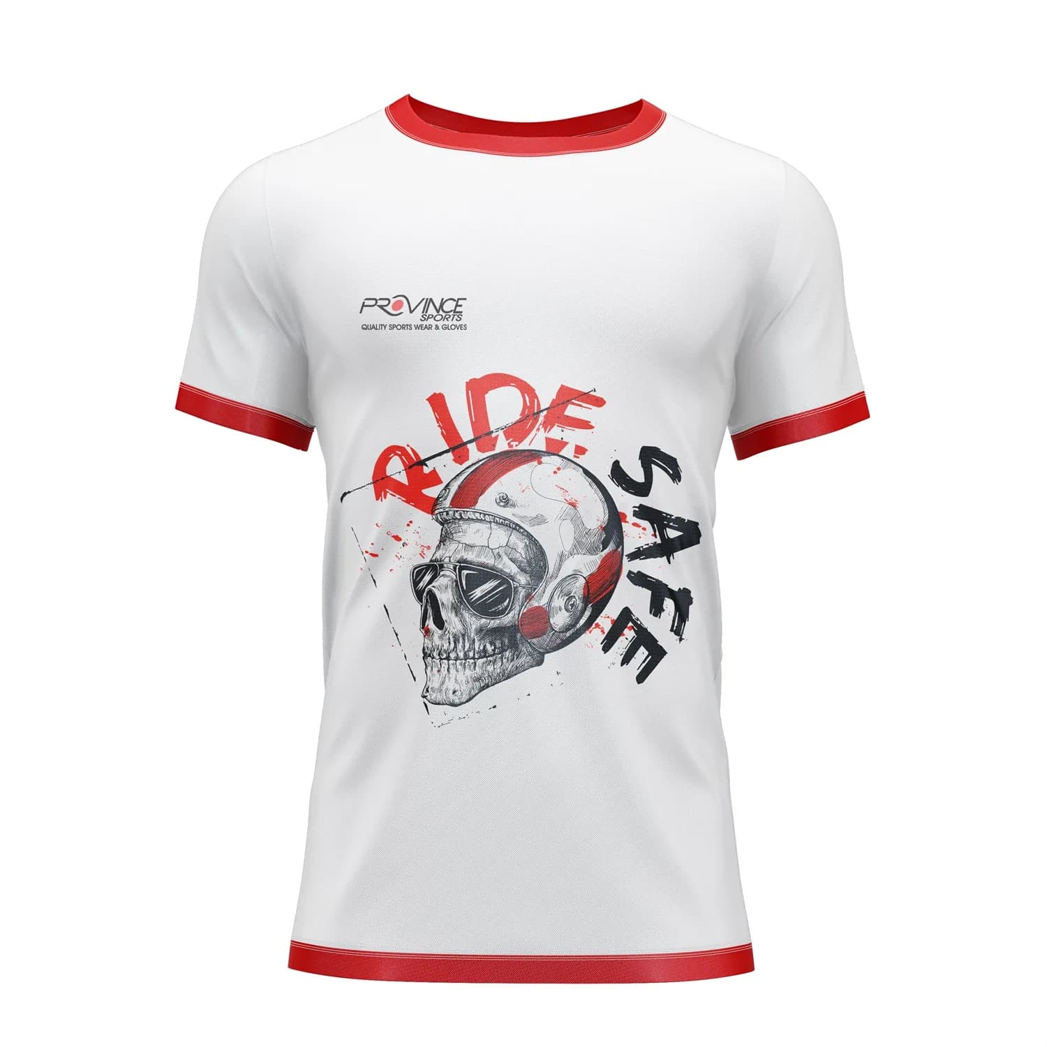 White Ride Safe Skull Sublimated T-Shirt