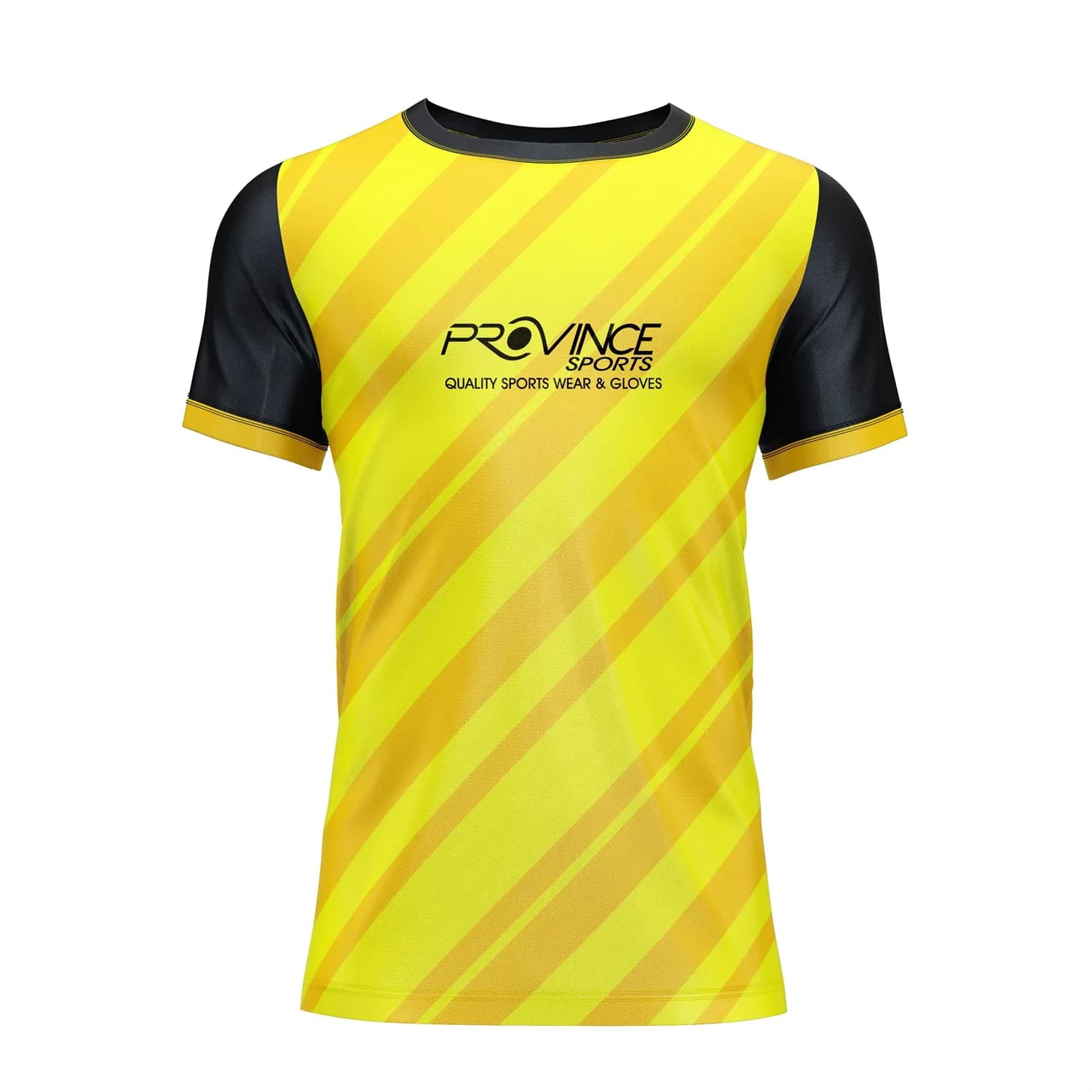 Yellow Black Diagonal Stripe Sublimated T-Shirt