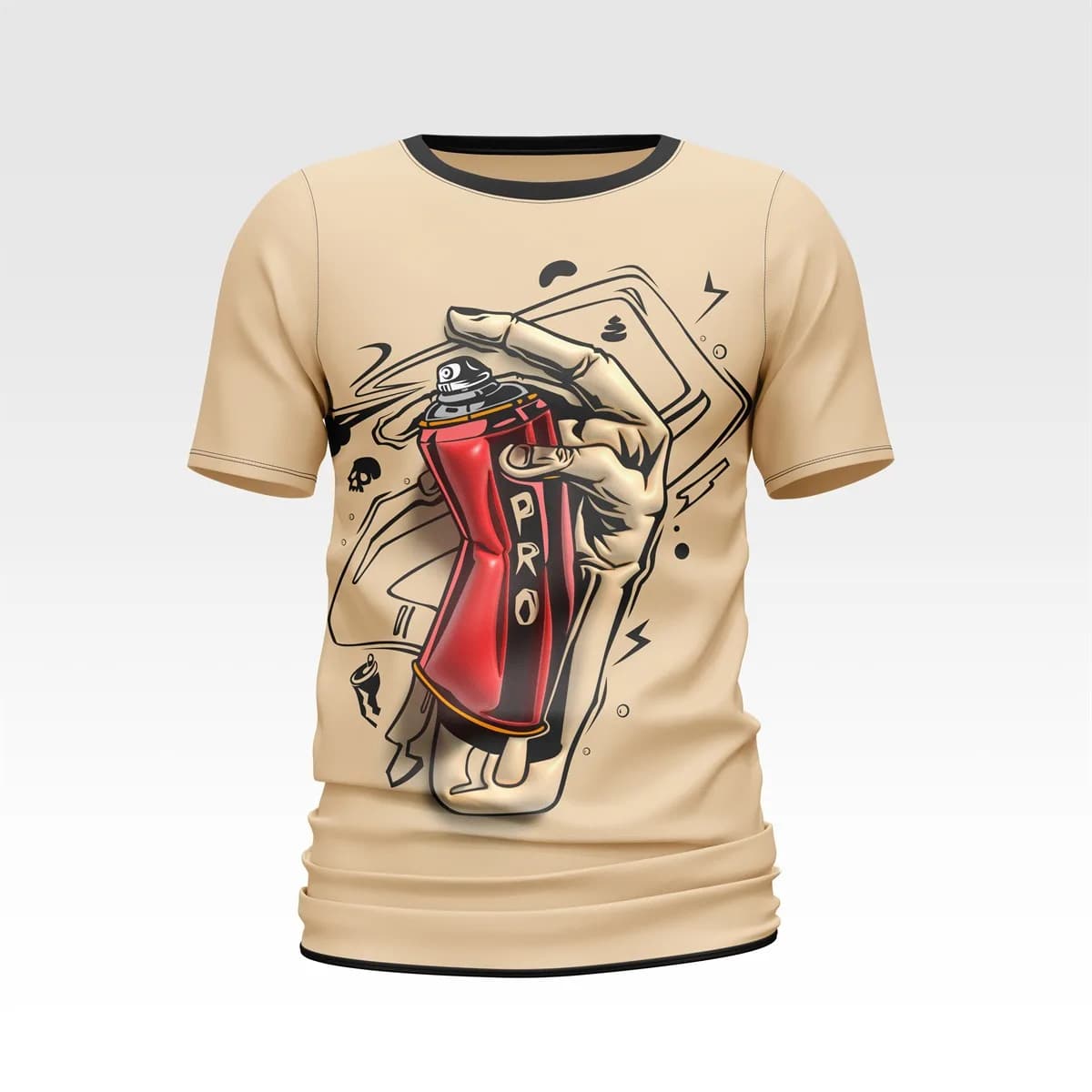 Beige Spray Can Graphic Sublimated T-Shirt