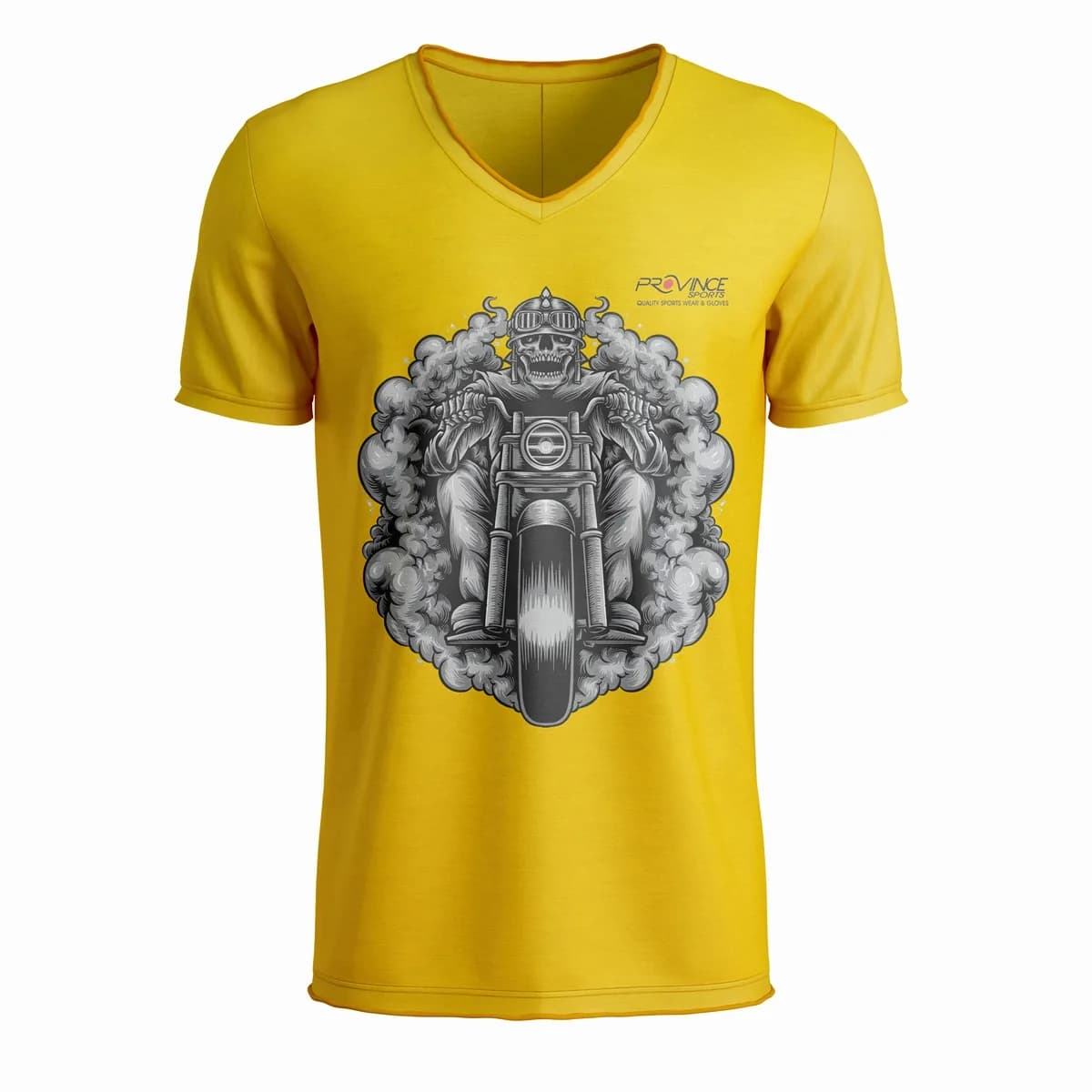 Yellow Biker Skull Graphic Sublimated T-Shirt