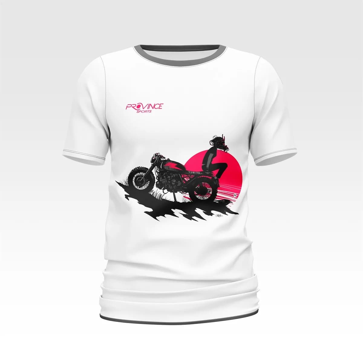 White Motorcycle Sunset Graphic Sublimated T-Shirt