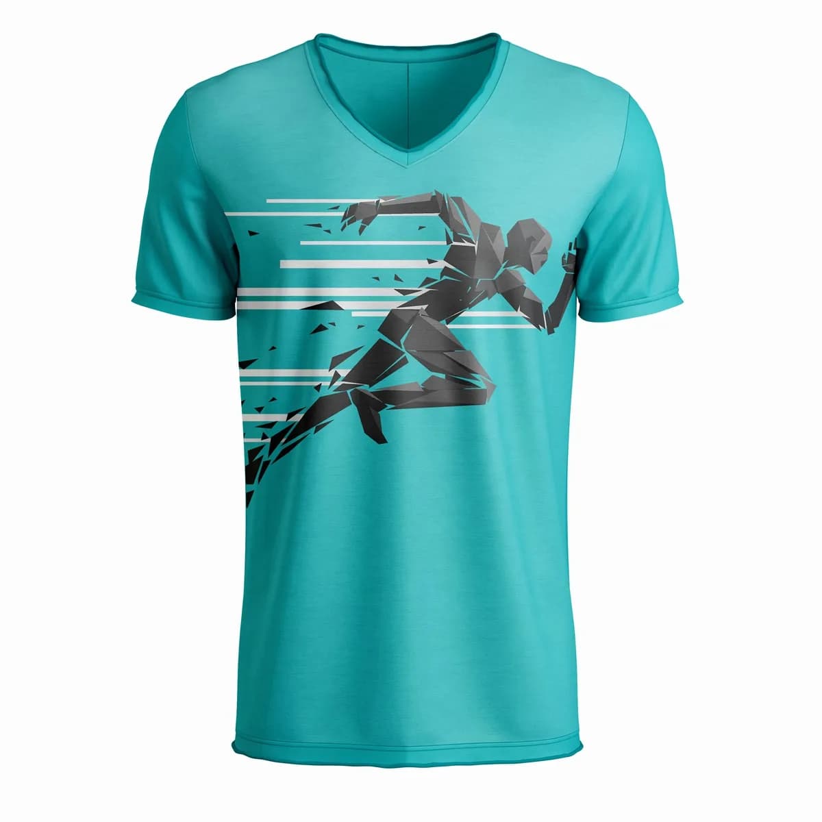Teal Runner Geometric Graphic Sublimated T-Shirt