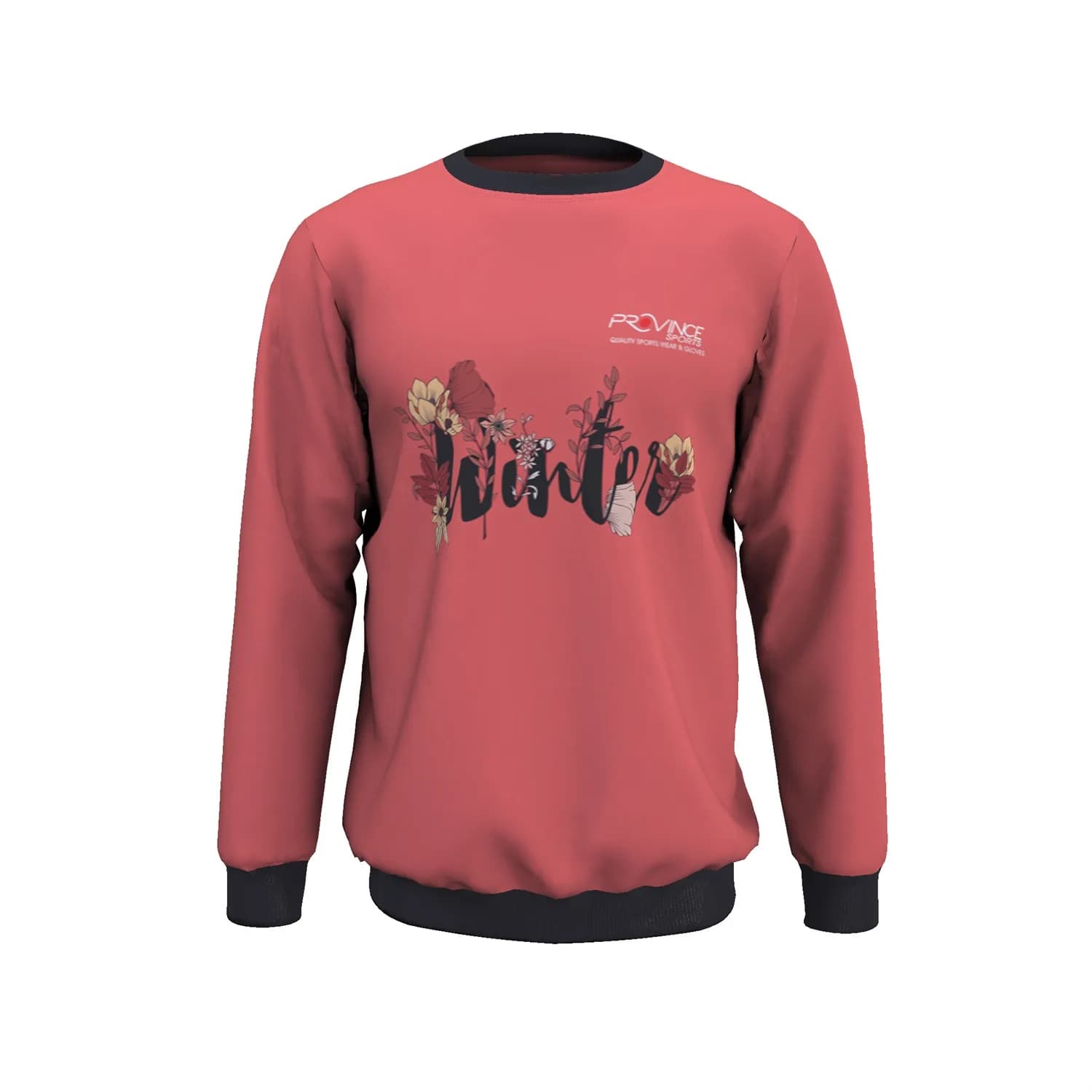 Coral Winter Floral Graphic Sublimated Sweatshirt