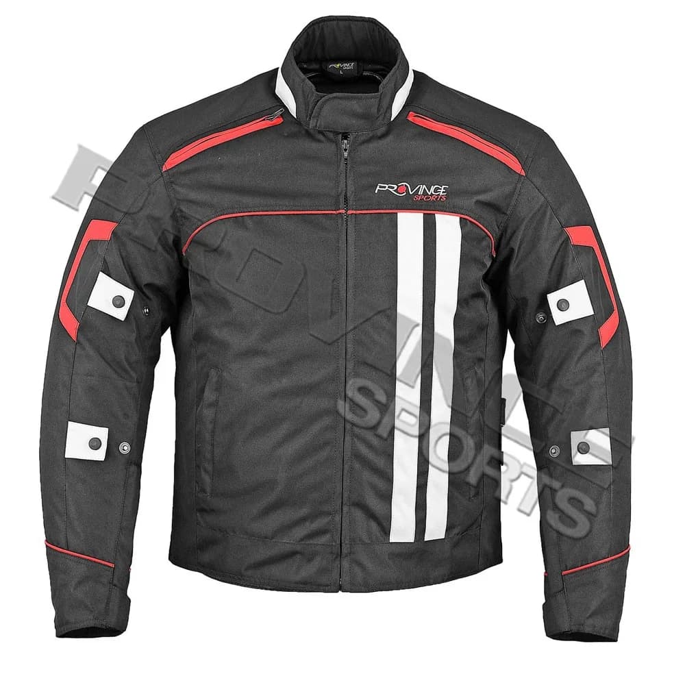 Black White Stripe Motorcycle Touring Jacket
