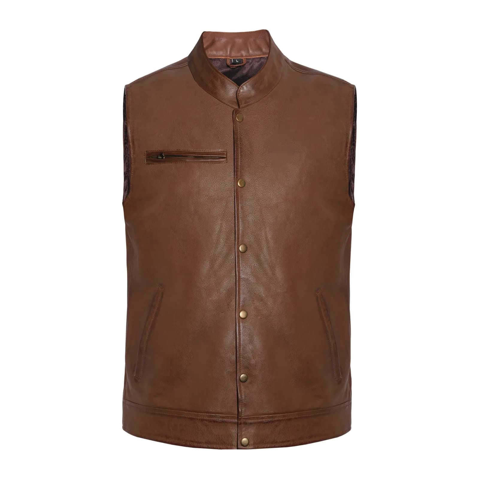 Men's Brown Leather Motorcycle Vest