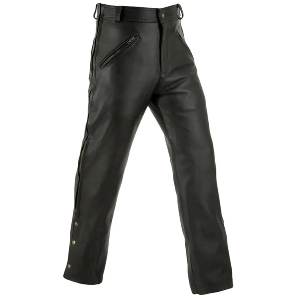 Classic Black Leather Motorcycle Pants
