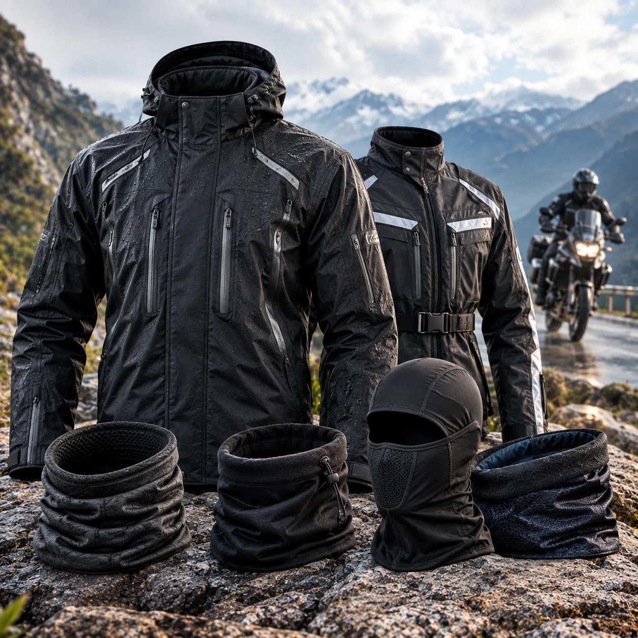 Motorcycle storm cap and neck warmer performance gear